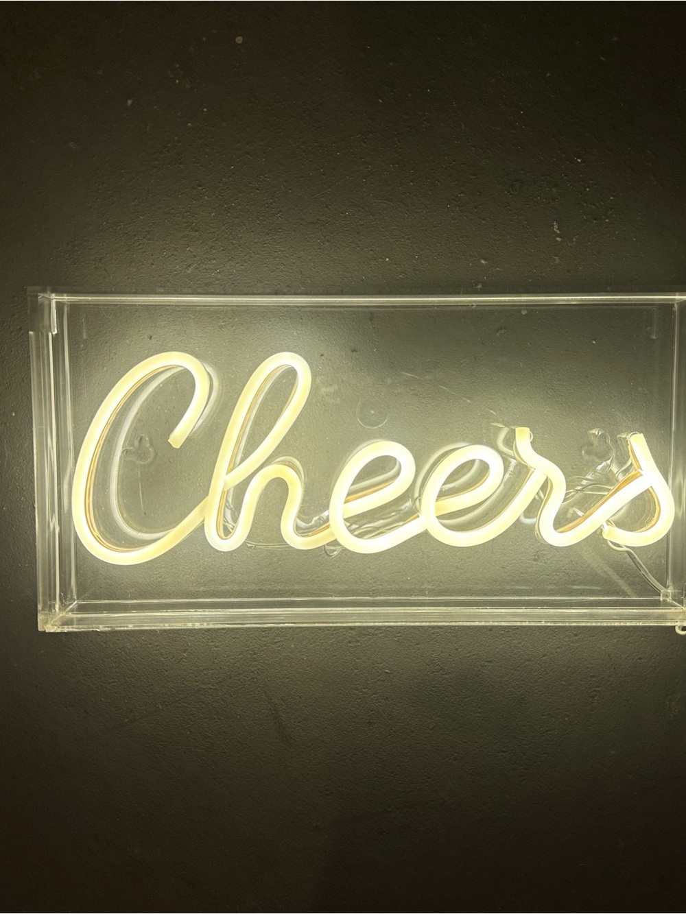 "Cheers" Neon-Style LED Sign - Clear Acrylic White Script - Picture 2 of 2